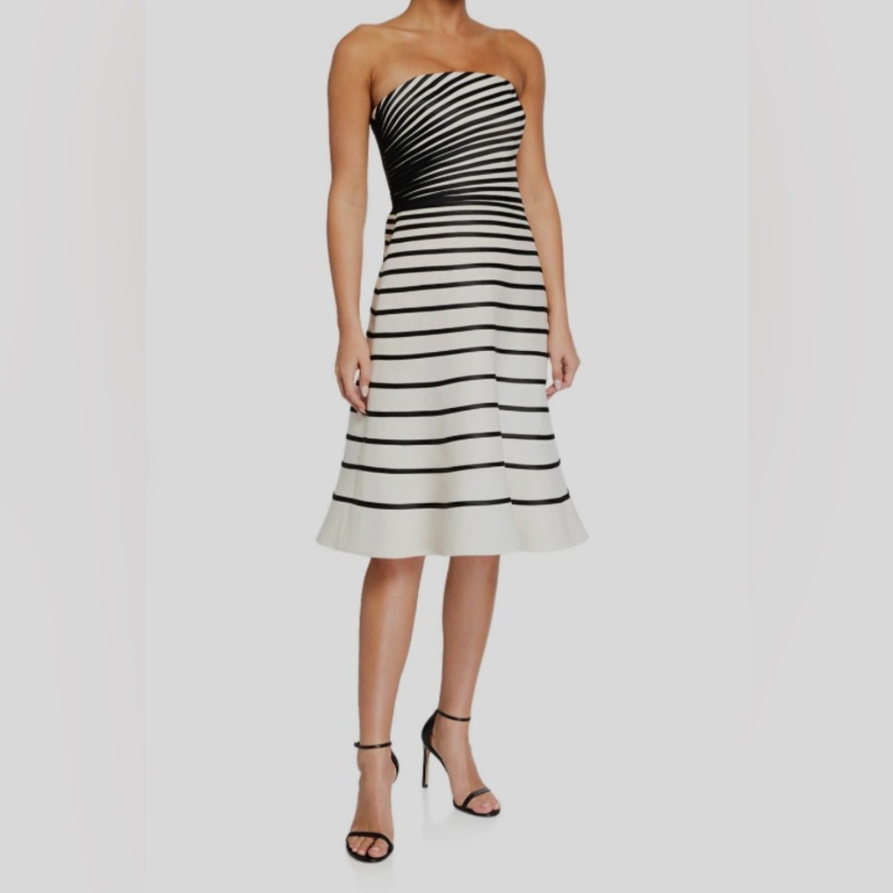 NWOT Halston Striped Strapless Faille Colorblock Dress, size 4